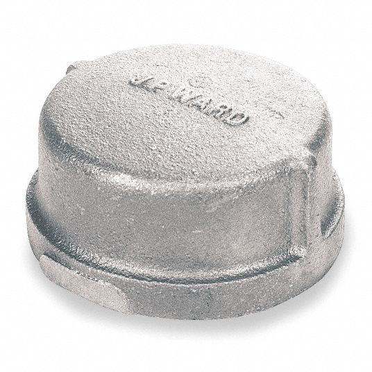 GRAINGER APPROVED Galvanized Malleable Iron Cap, 4" Pipe Size, FNPT