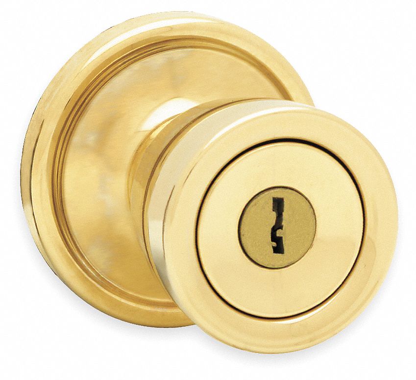 KWIKSET Knob Lockset 2, Abbey, Bright Brass, Kwikset KW1, Different