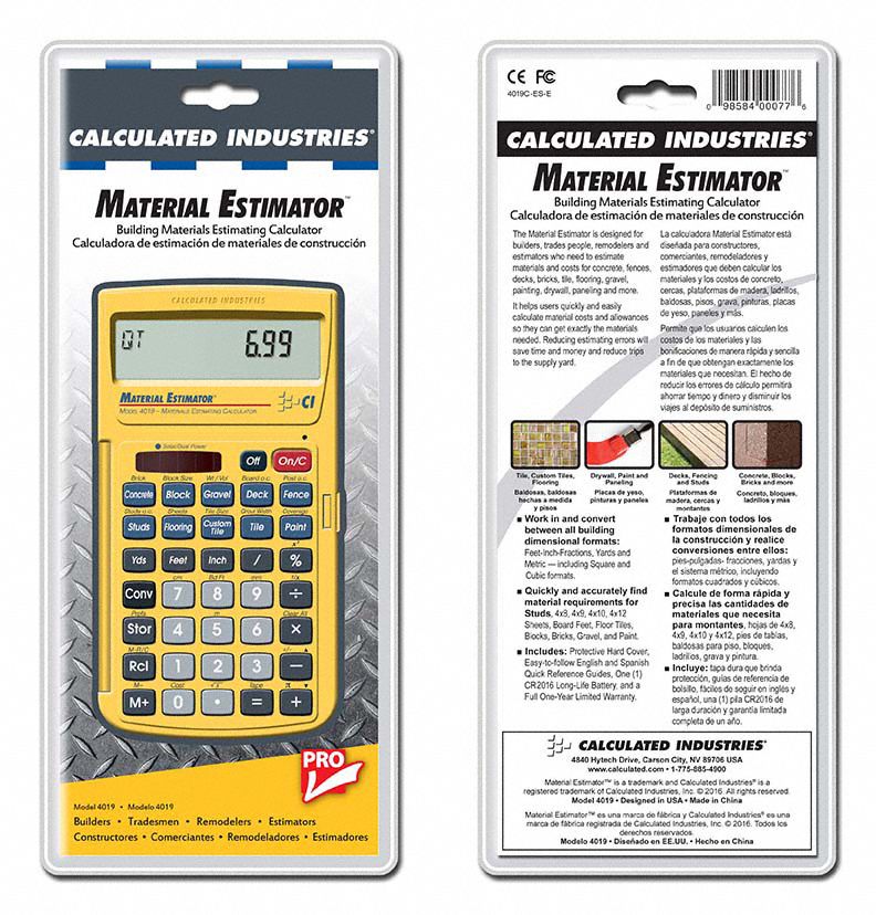 CALCULATED INDUSTRIES Material Estimator, 7 Normal, 4 Fraction Display