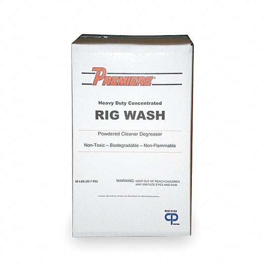 Cleaner Degreaser: Box, Powder Based Rig Wash, 50 lb Container Size
