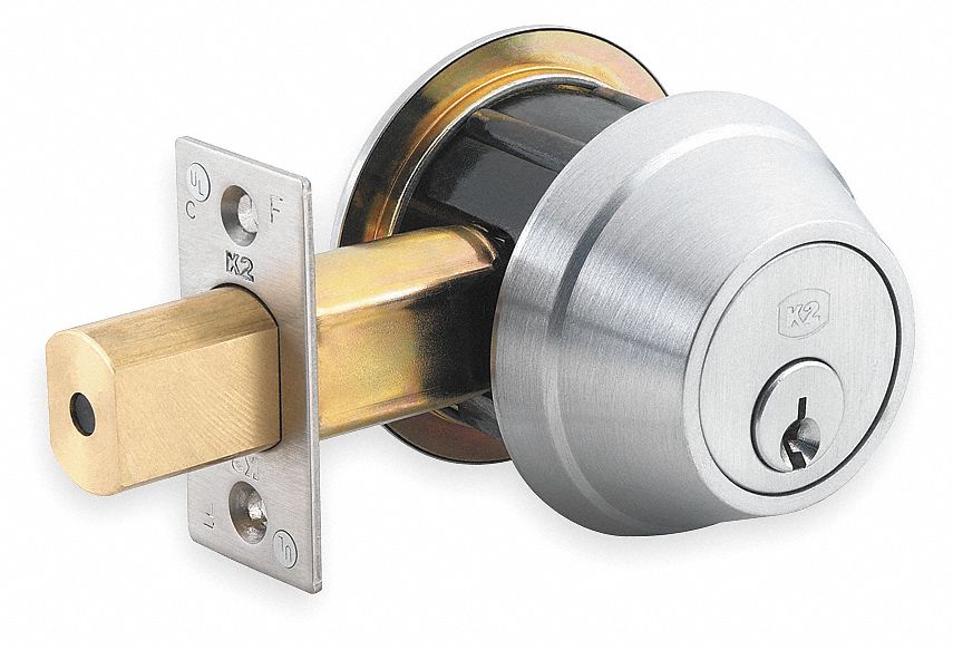 Deadbolt Lock: Cylindrical, SFIC, 2 in Door Thick - Max, Chrome