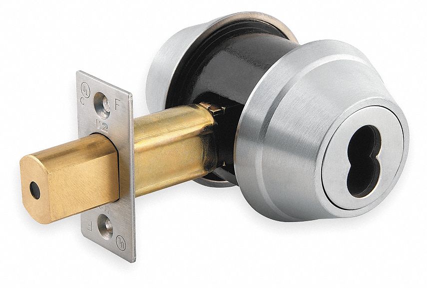 DEADBOLT LESS CYLINDER,HD,SATIN CHROME