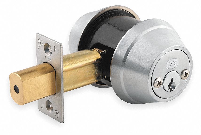 Deadbolt Lock: Cylindrical, SFIC, 2 in Door Thick - Max, Chrome