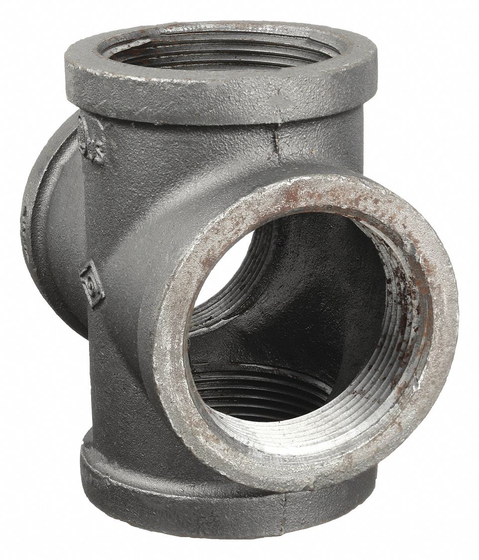 Cross: Malleable Iron, 2 1/2 in x 2 1/2 in x 2 1/2 in x 2 1/2 in Fitting Pipe Size, Class 150