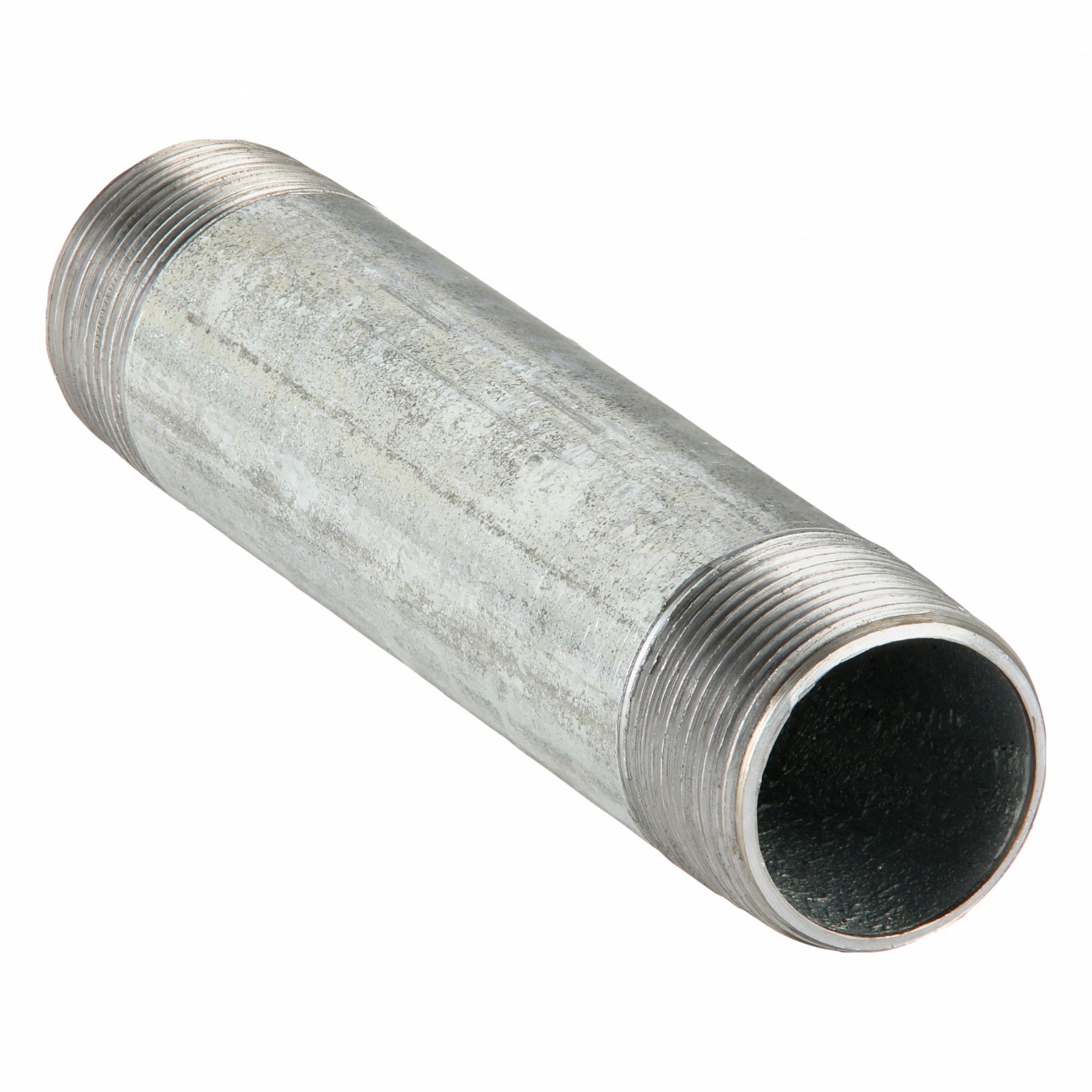 Nipple: Galvanized Steel, 1 1/4 in Nominal Pipe Size, 7 in Overall Lg, Threaded on Both Ends, Welded