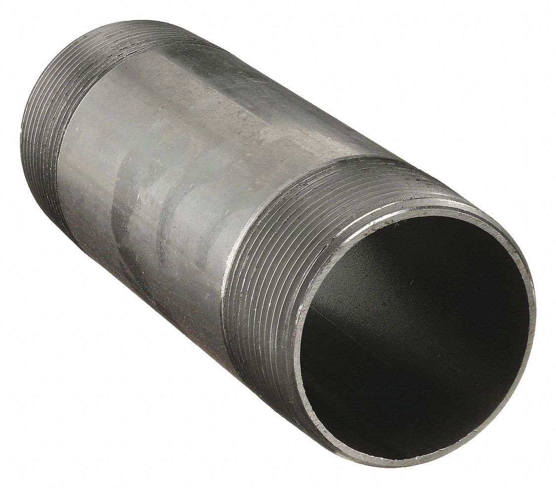 NIPPLE: BLACK STEEL, 1½ IN NOMINAL PIPE SIZE, 9 IN L, BOTH ENDS THREADED, SCHEDULE 40, WELDED