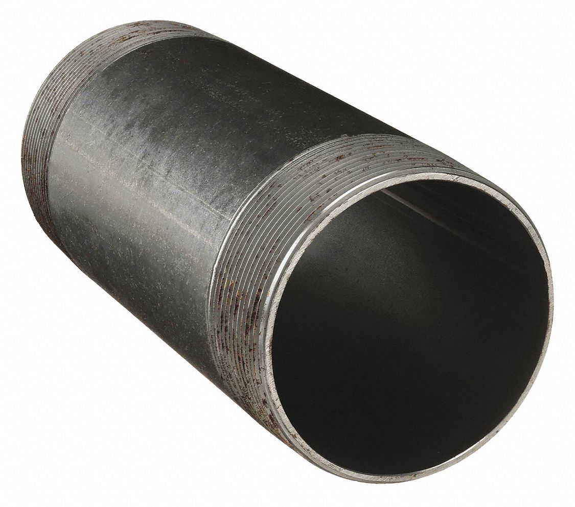 NIPPLE: BLACK STEEL, 4 IN NOMINAL PIPE SIZE, 10 IN L, BOTH ENDS THREADED, SCHEDULE 40, WELDED