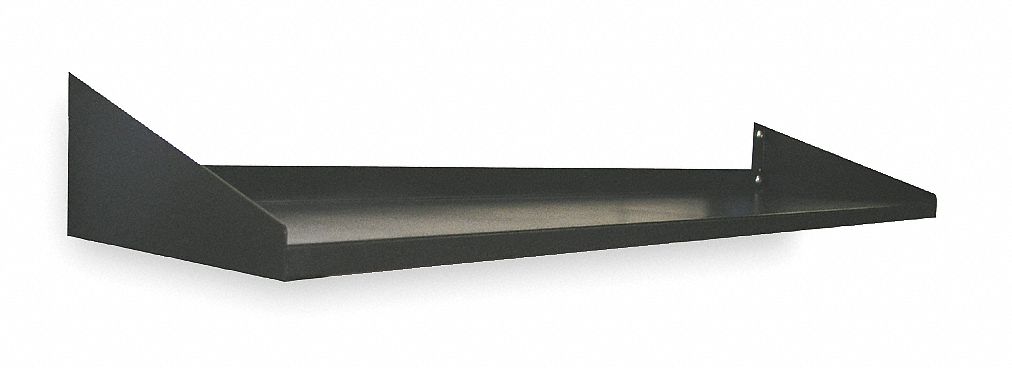 Cantilever Shelf: 60 in Overall Wd, 12 in Overall Dp, Black, Steel, Steel, Cantilever Shelf