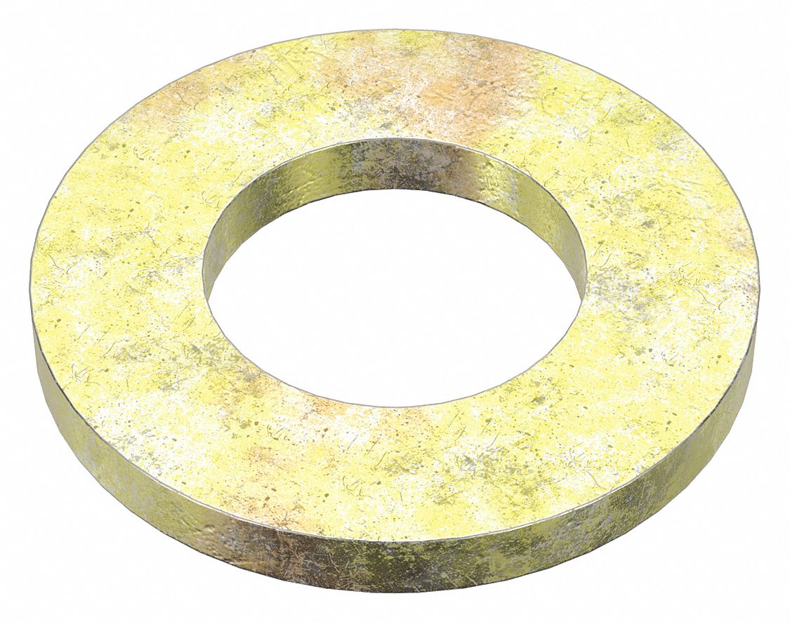 Flat Washer: Zinc Yellow, Steel, M8 Screw Sz, 8.62 mm In Dia, 16 mm Out Dia, Std Flat Washer, 100 PK