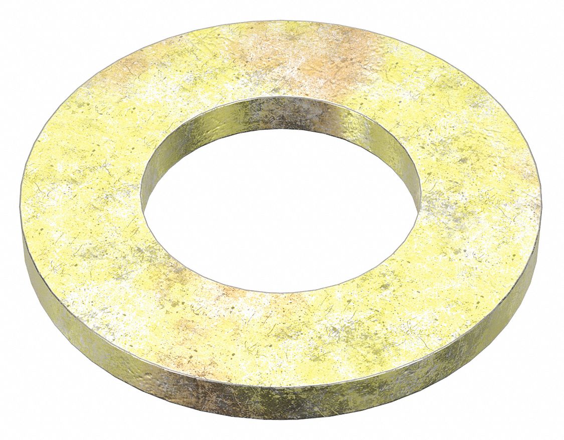 Flat Washer: Zinc Yellow, Steel, M14 Screw Sz, 15.27 mm In Dia, 28 mm Out Dia, 50 PK