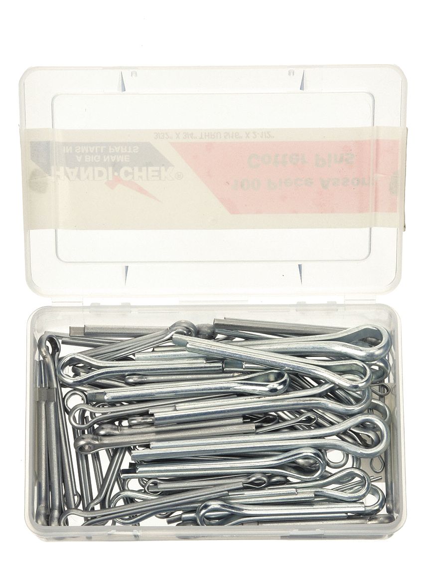 PIN ASSORTMENT, 100 PIECES, 14 SIZES, BRIDGE, INCH, STEEL, 1008, ZINC PLATED