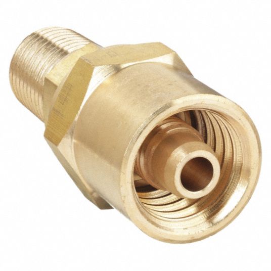 Hydraulic Hose Fitting: 3/8 in x 3/8 in Fitting Size, Hose Barb x NPT,  Brass x Brass