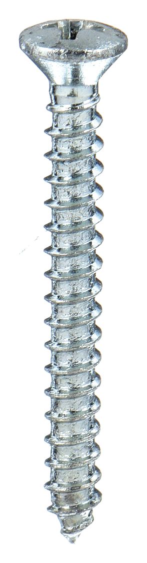 Sheet Metal Screw: #10 Size, 1 1/2 in Lg, Steel, Zinc-Plated, Phillips, Oval, 100 PK