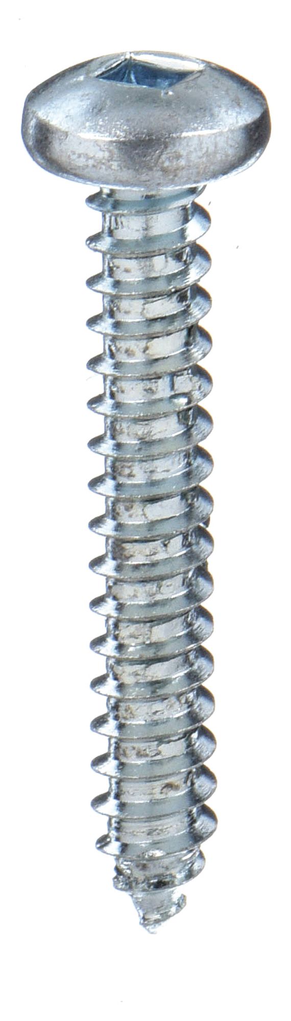 Sheet Metal Screw: #10 Size, 7/8 in Lg, Steel, Zinc-Plated, Slotted, Pan, 100 PK