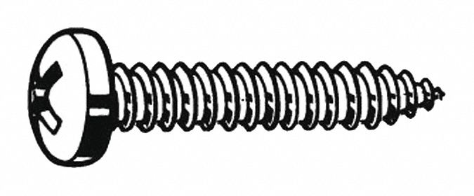 SHEET METAL SCREW, SIZE #10, ½ IN L, STEEL, ZINC PLATED, PAN, PHILLIPS, ASME B18.6.3, 100 PK