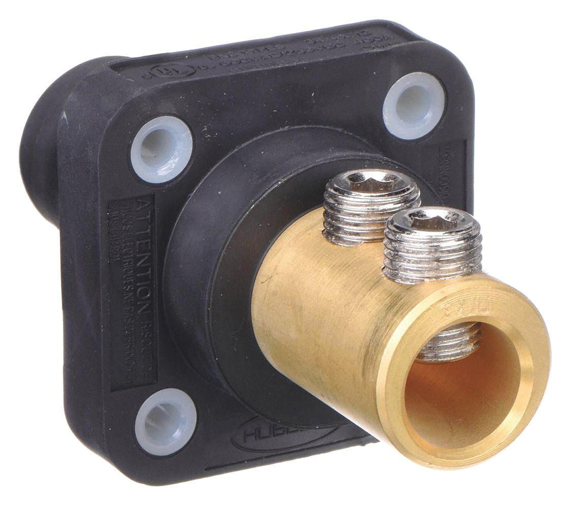 Receptacle: For Male Plugs, 400 A, Straight, Black, Square, Through Hole Mounting