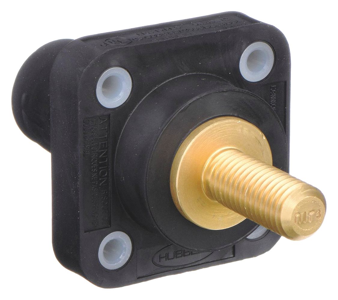 Receptacle: For Male Plugs, 400 A, Straight, Black, Square, Through Hole Mounting