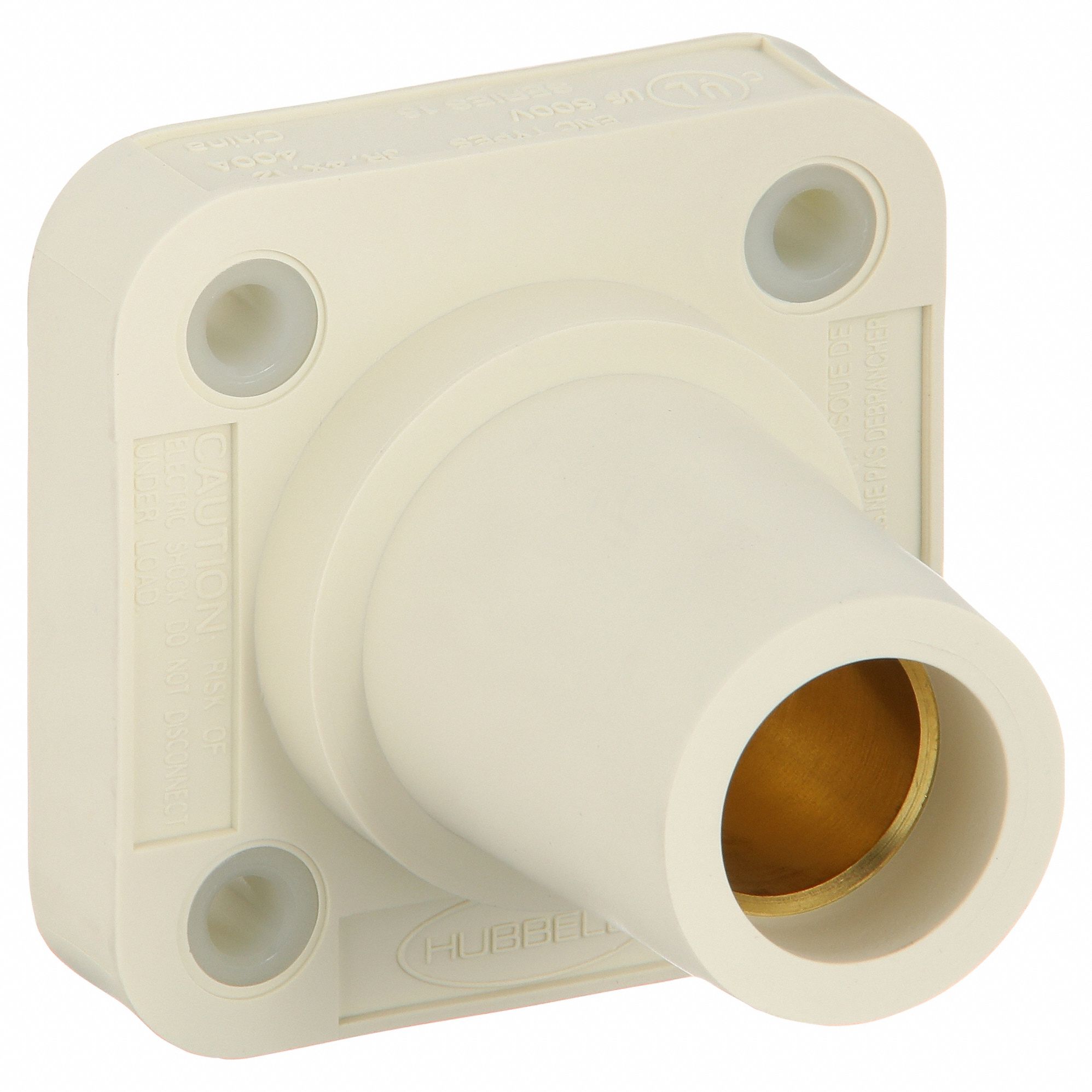 Receptacle: For Male Plugs, 400 A, Straight, White, Square, Through Hole Mounting