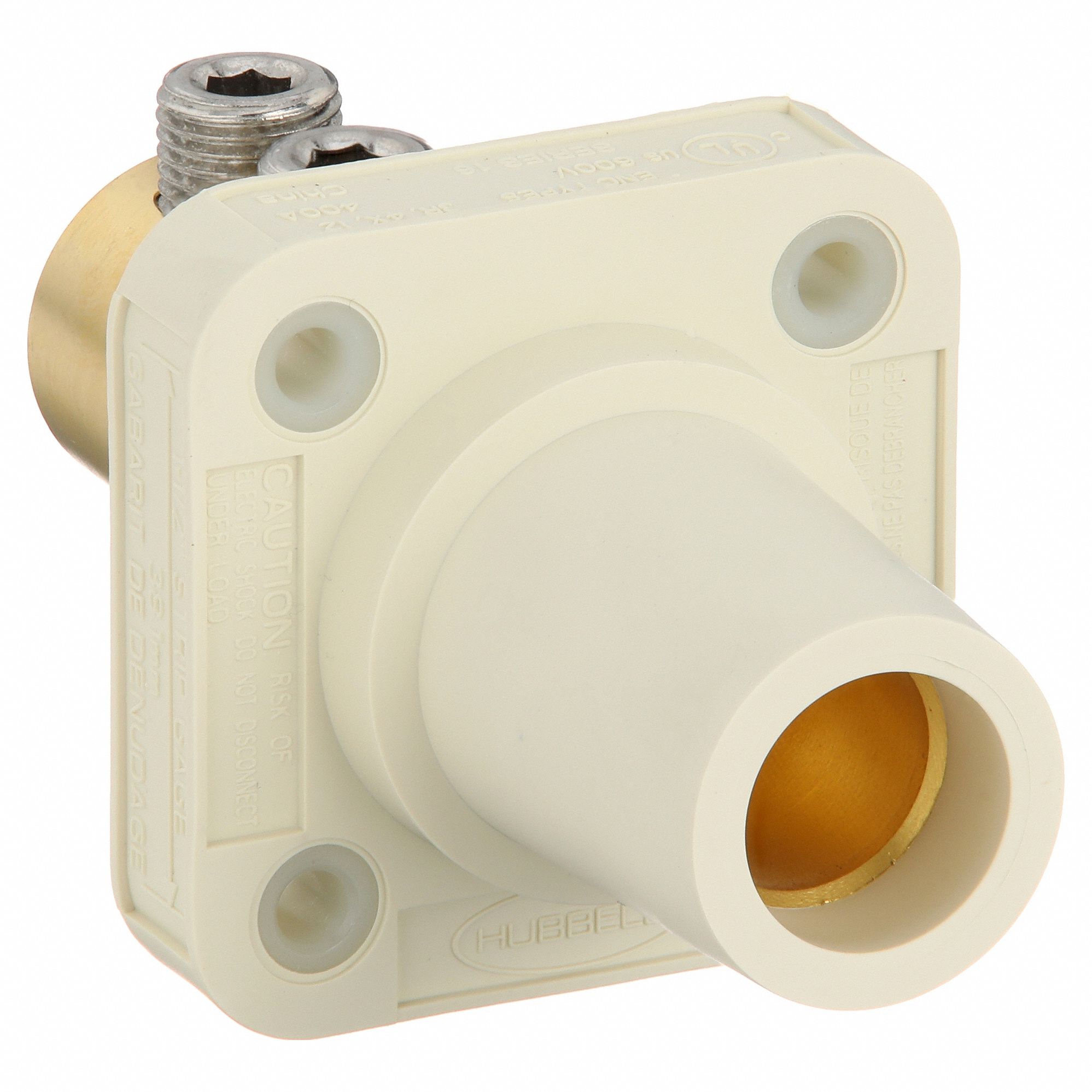 Receptacle: For Male Plugs, 400 A, Straight, White, Square, Through Hole Mounting
