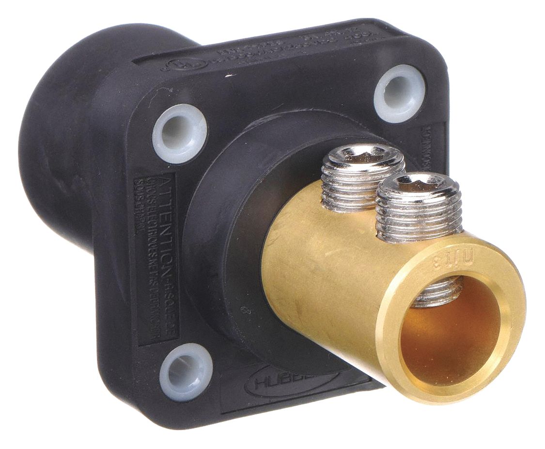 Receptacle: For Female Connectors, 400 A, Straight, Black, Square, Through Hole Mounting
