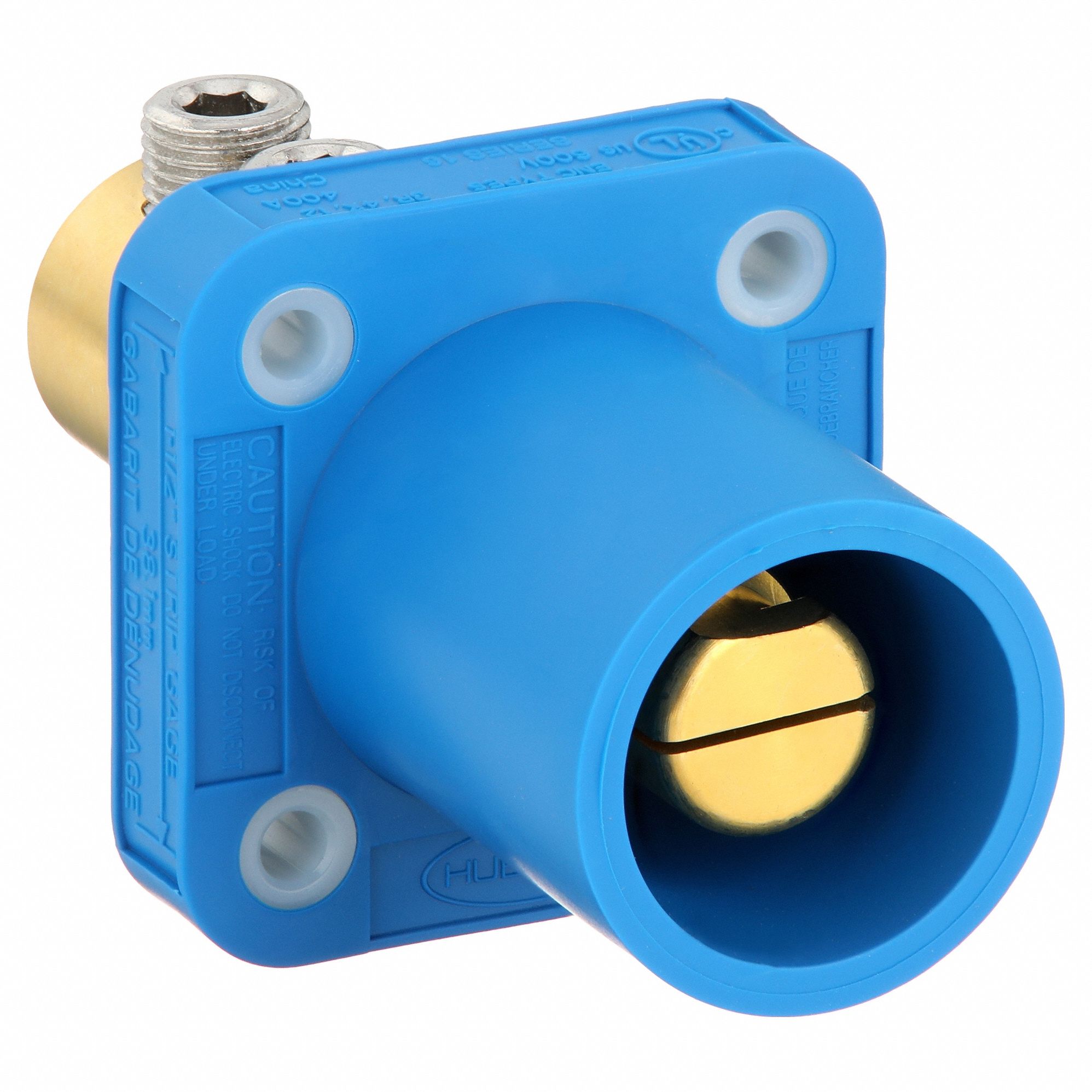 Receptacle: For Female Connectors, 400 A, Straight, Blue, Square, Through Hole Mounting