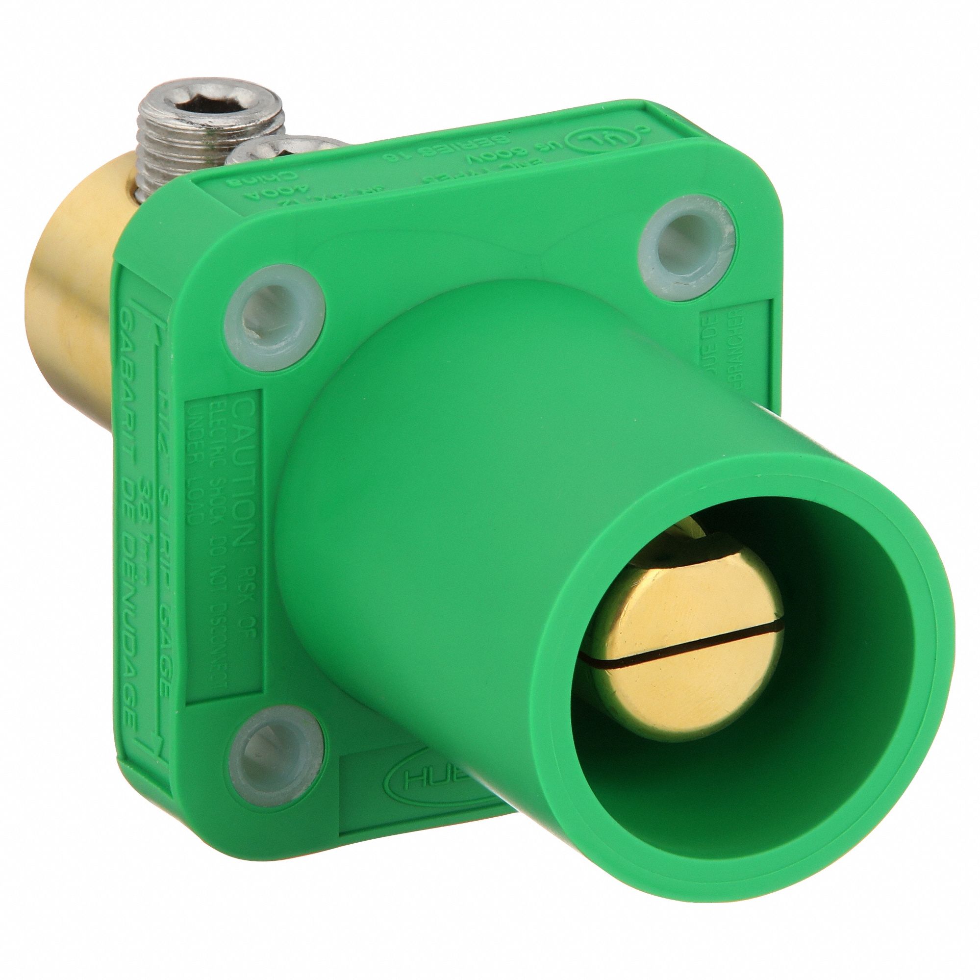 Receptacle: For Female Connectors, 400 A, Straight, Green, Square, Through Hole Mounting