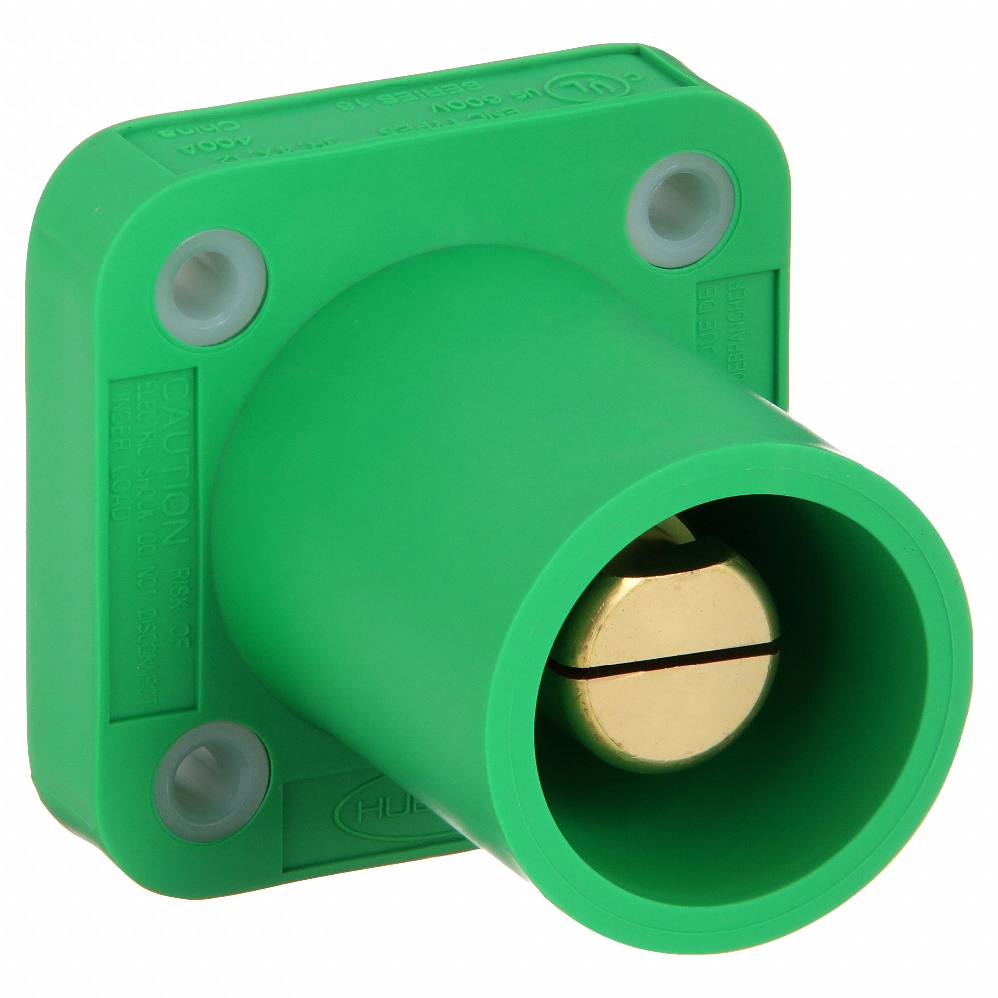 Receptacle: For Female Connectors, 400 A, Straight, Green, Square, Through Hole Mounting