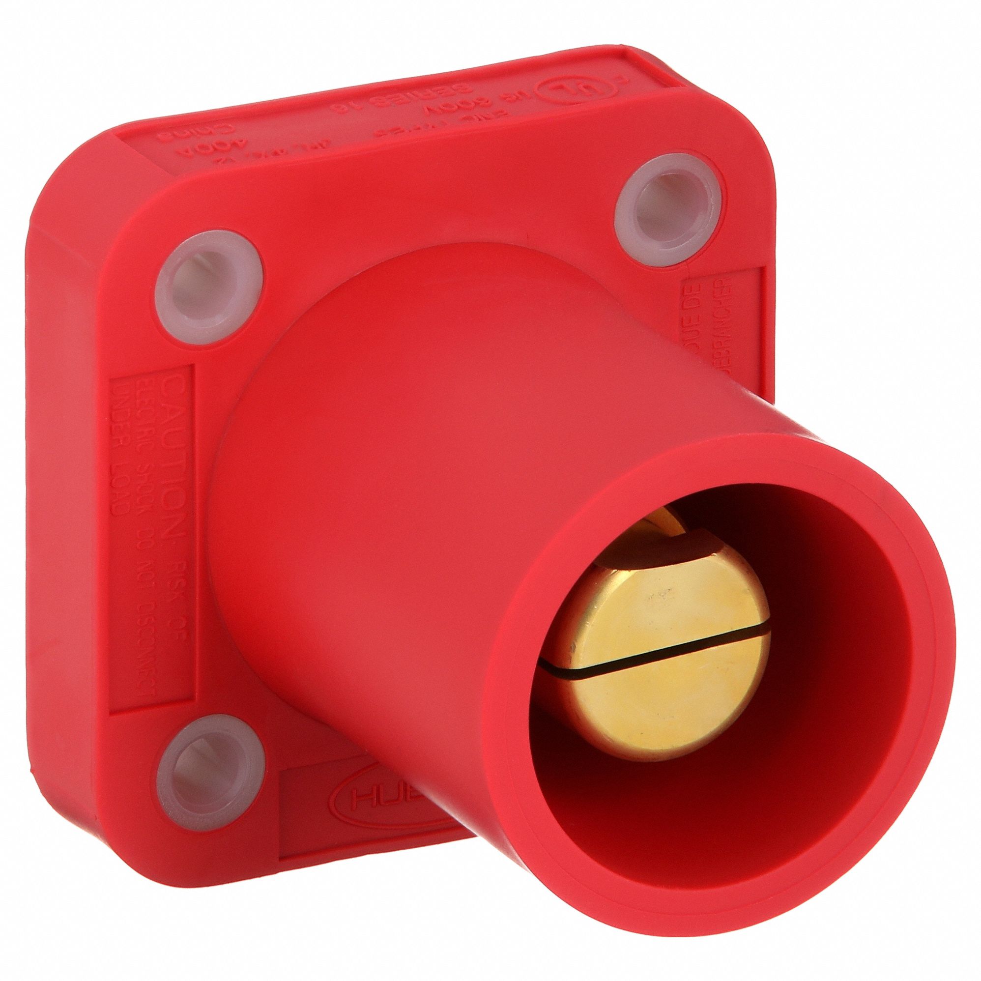 Receptacle: For Female Connectors, 400 A, Straight, Red, Square, Through Hole Mounting