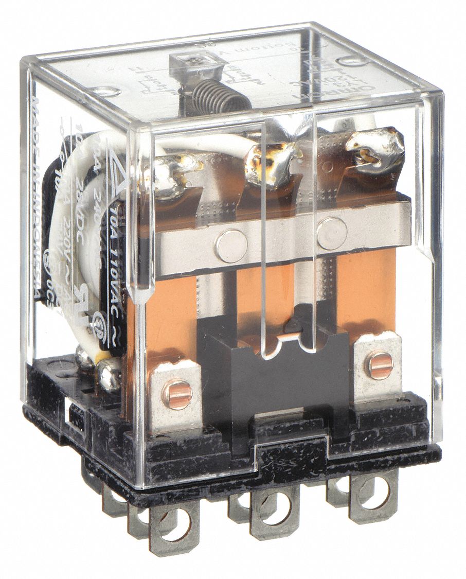 GENERAL PURPOSE RELAY, SOCKET MOUNTED, 10 A CURRENT RATING, 120V AC, 11 PINS/TERMINALS, 3PDT