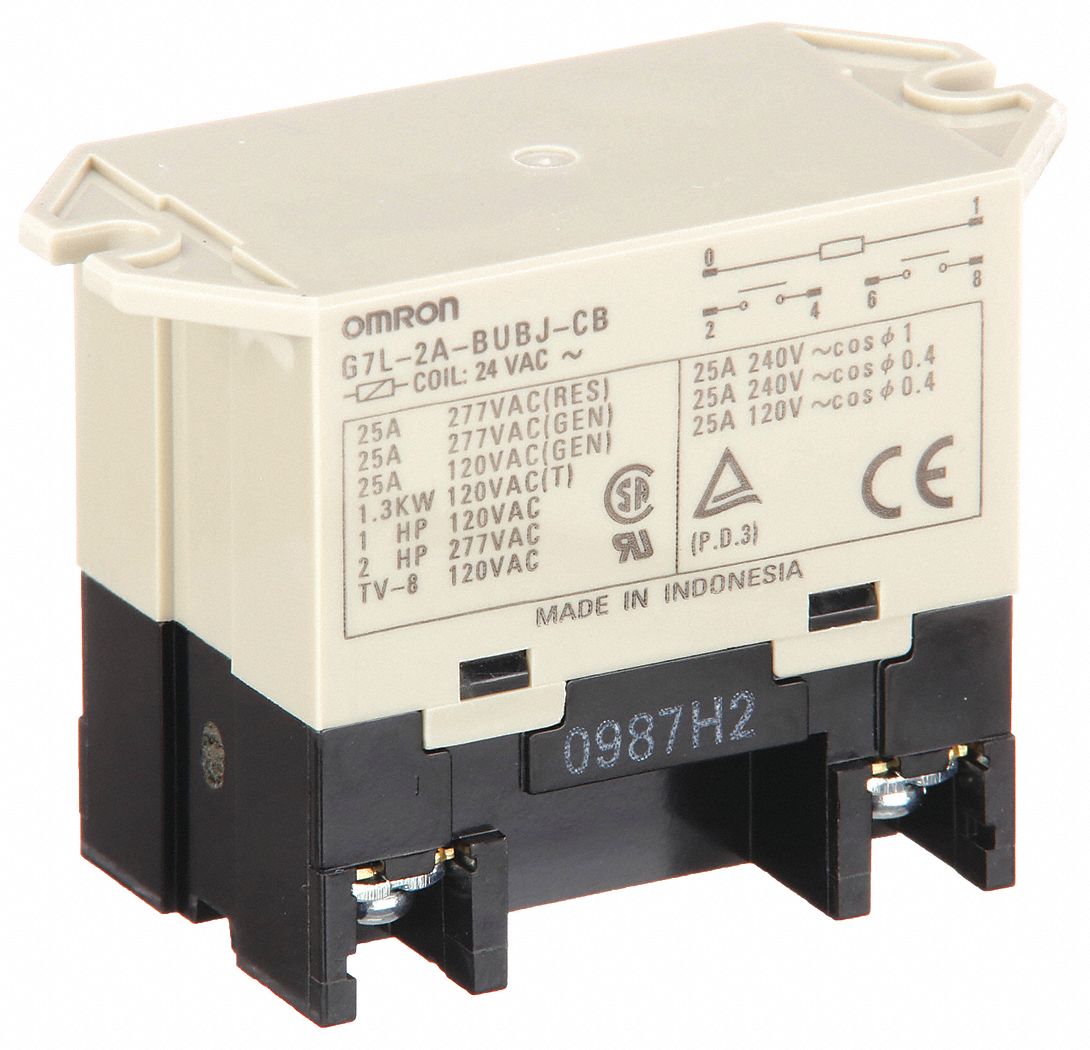 ENCLOSED POWER RELAY, SURFACE (TOP FLANGE) MOUNTED, 30 A CURRENT RATING, 24V AC, DPST-NO