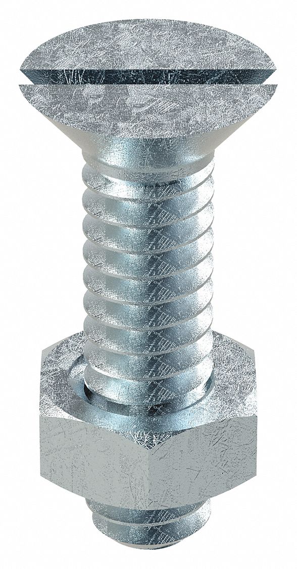 Stove Bolt: 3/16"-24 Thread Size, 3/4 in Lg, Steel, Zinc-Plated, Flat, Slotted, Stove Bolt, 100 PK