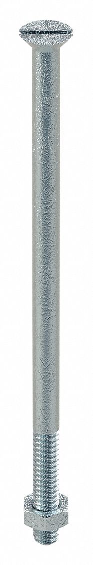 Stove Bolt: 3/16"-24 Thread Size, 4 in Lg, Steel, Zinc-Plated, Flat, Slotted, Stove Bolt, 100 PK