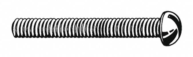 Machine Screw: #10-24 Thread Size, 1 1/4 in Lg, Steel, Zinc-Plated, Round, Slotted, 100 PK