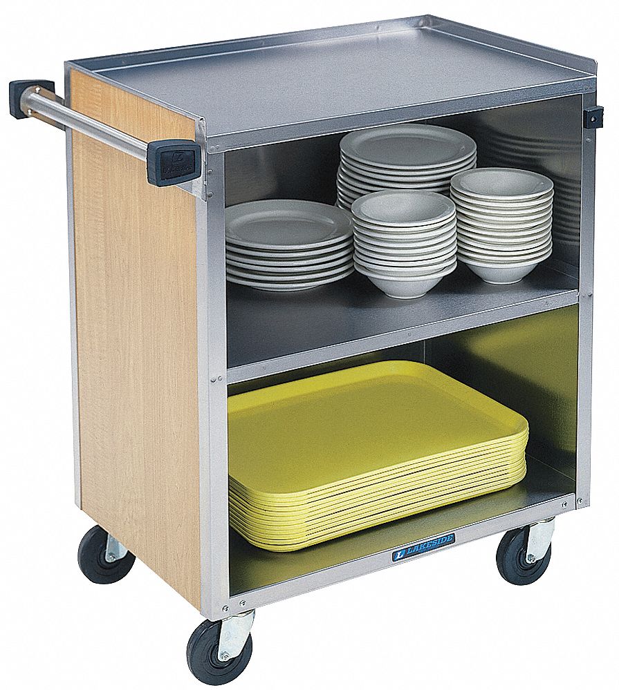 Enclosed Cart: Enclosed, 500 lb Max Load Capacity, 3 Shelves, 37 3/8 in Overall Ht