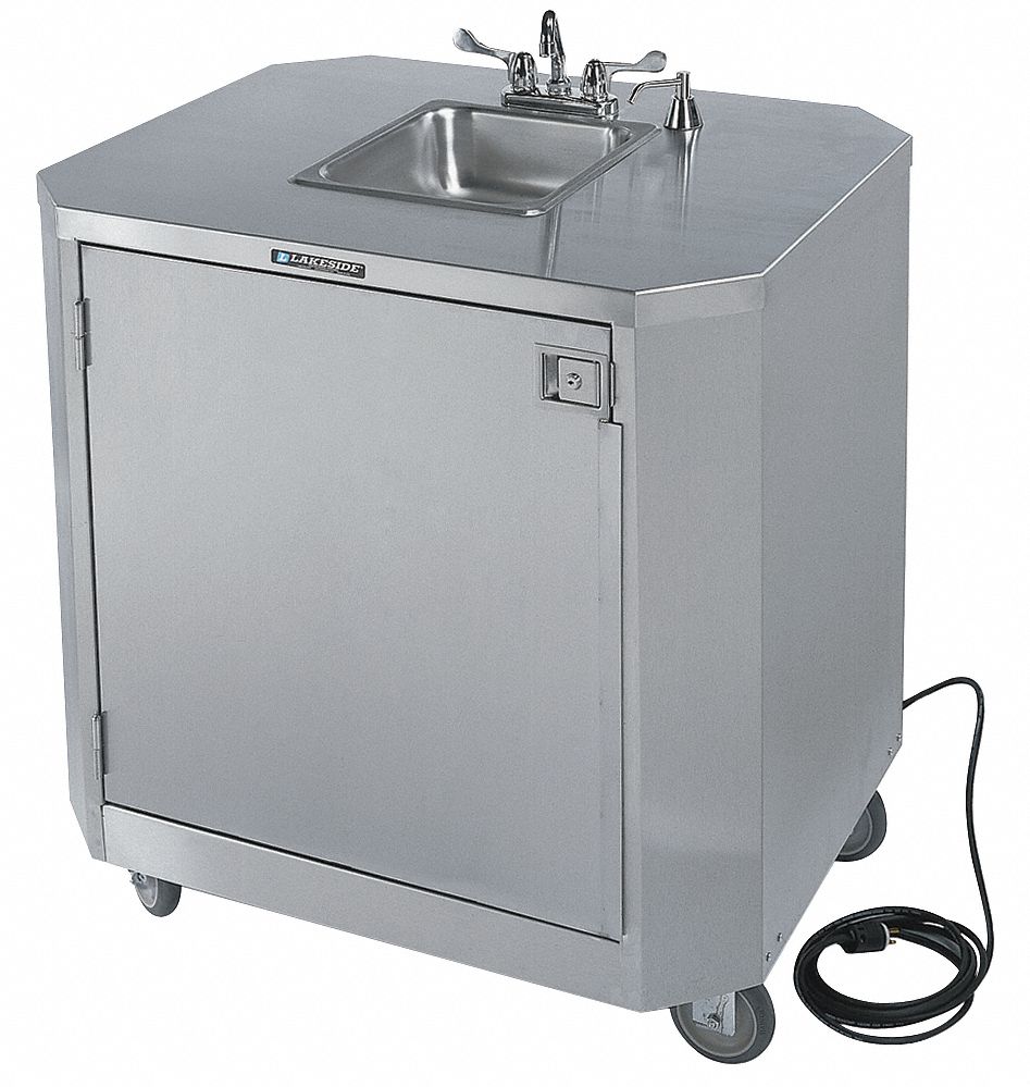 2XJN5 - Hand Washing Cart Stainless 39x33x45