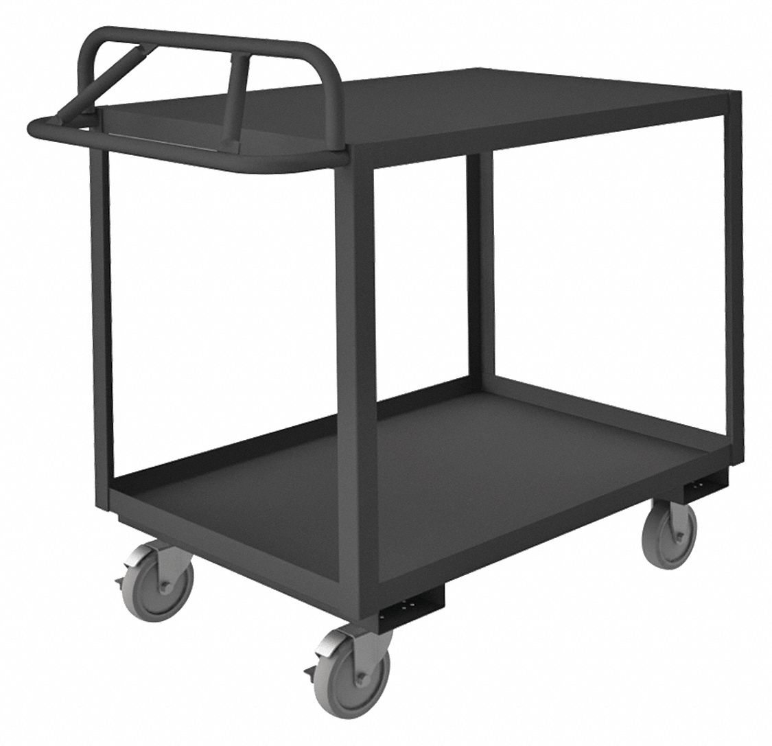 UTILITY CART WITH LIPPED & FLUSH METAL SHELVES, 1,200 LB LOAD CAPACITY, 2 SHELVES