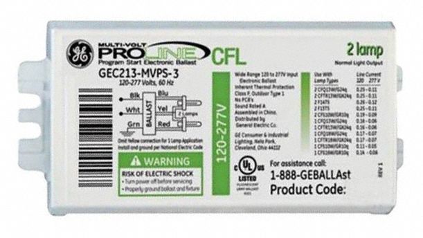 CFL BALLAST, COMPACT FLUORESCENT, 120 TO 277V AC, 2 BULBS SUPPORTED, 13 W BULB MAX