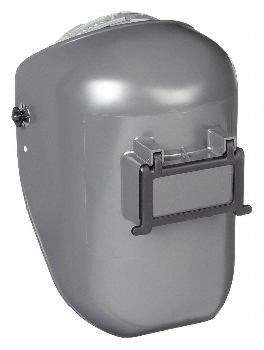 Welding Helmet: Passive, 0 Arc Sensors, Gray, W10, 4.25 in x 2.00 in, Ratchet