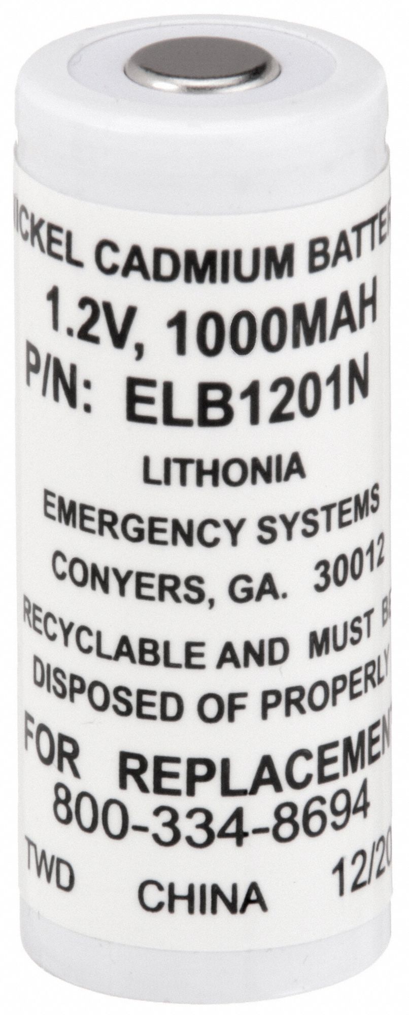 Battery: Nickel Cadmium, 1.2 V Volt, 1 Ah Battery Capacity, 1 3/4 in Overall Ht, 3/4 in Overall Dp