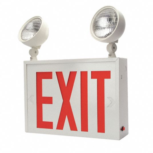 White, 1 Faces, Exit Sign with Emergency Lights - 2XLF9