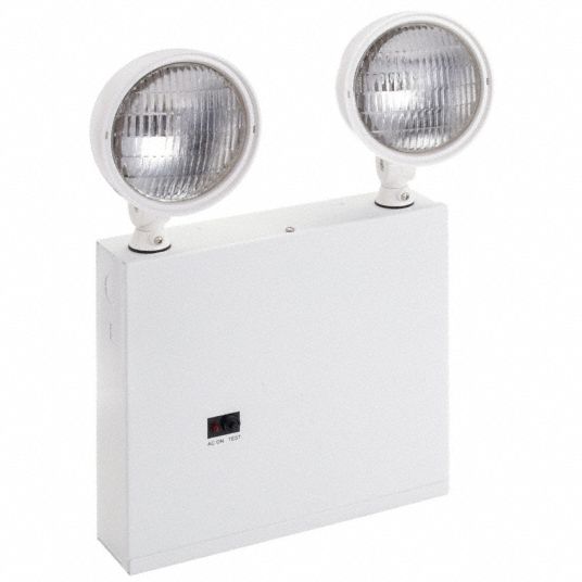 Emergency Light: Incandescent, Indoor, 9 W Lamp Watt, 120/277V AC, 18 W  Emergency Watt, Surface