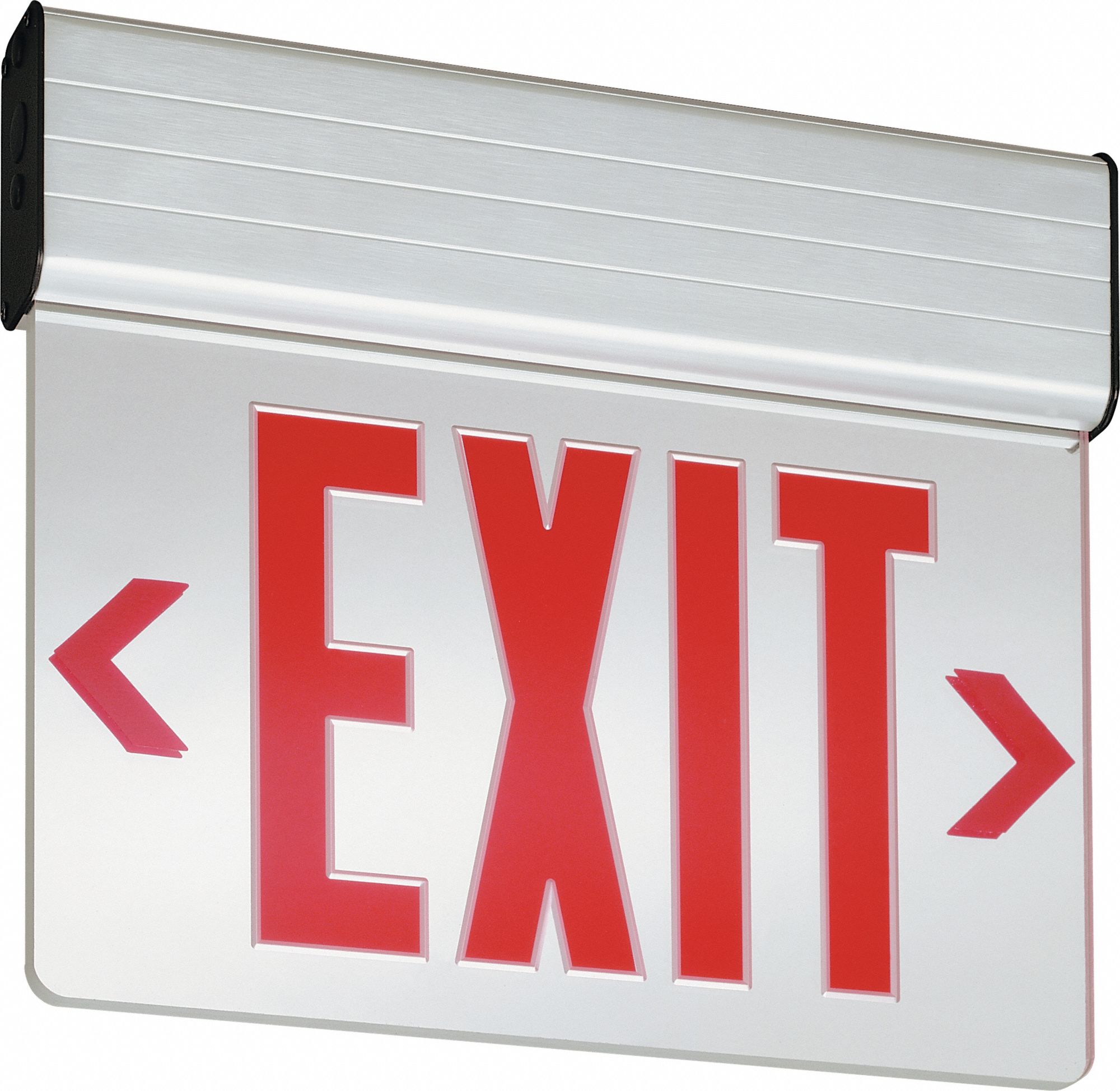 LITHONIA LIGHTING Edgelit Exit Sign 2 Faces, Red, Aluminum, Universal