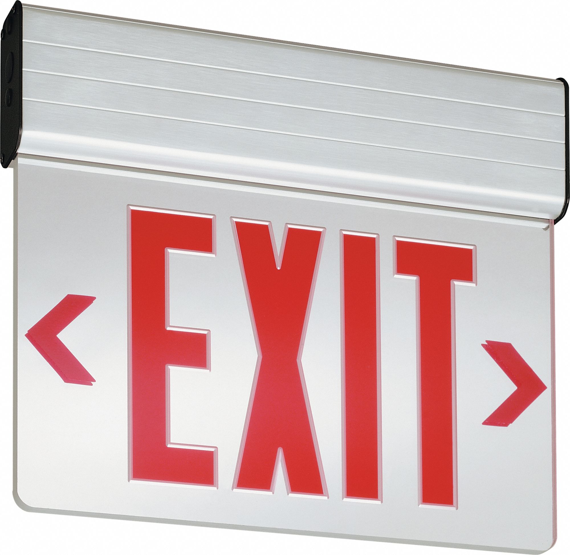 Lithonia Lighting Edge Lit Exit Sign 2 Faces Red Aluminum Universal Field Selectable 