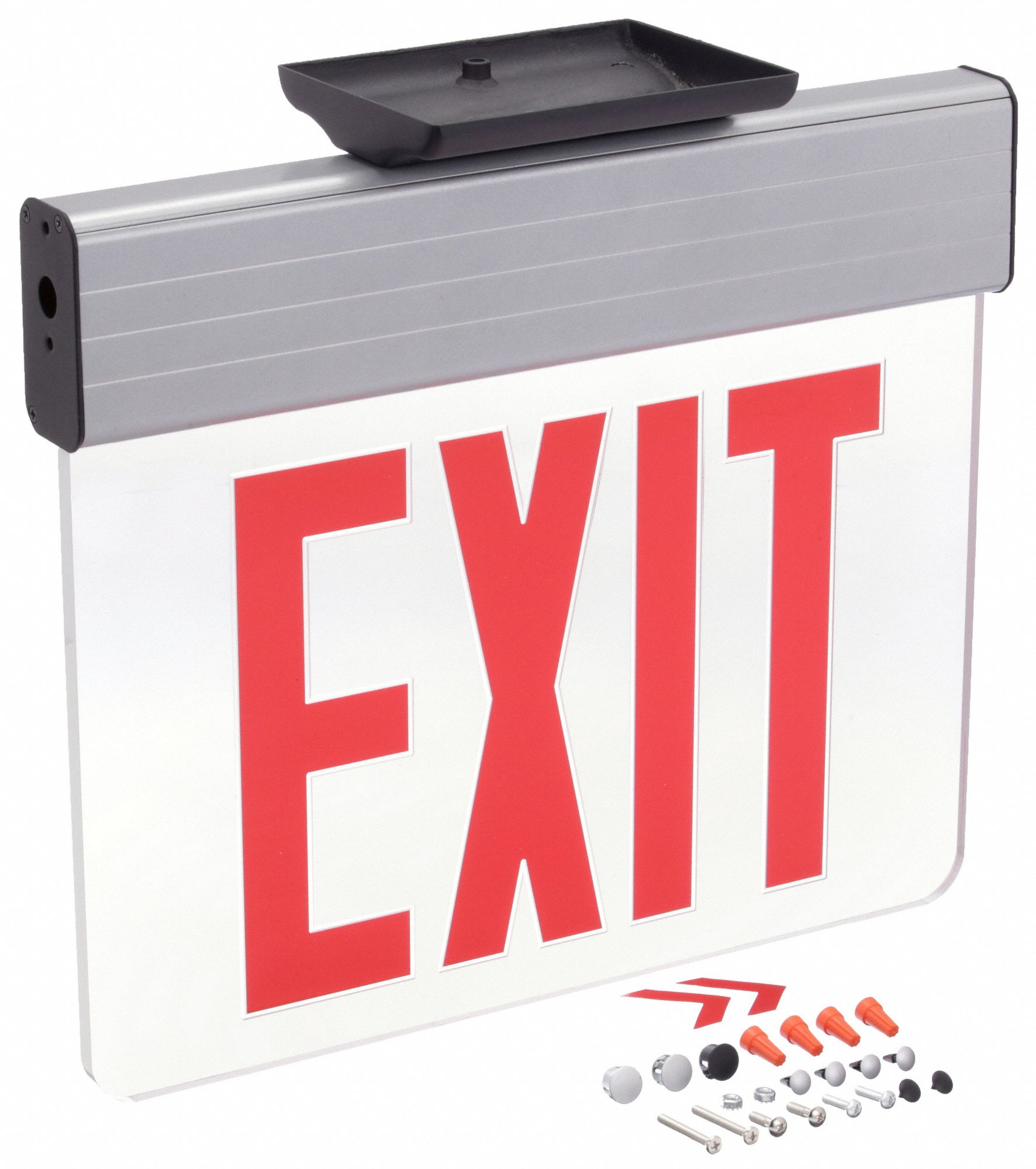 LITHONIA LIGHTING Edgelit Exit Sign 1 Faces, Red, Aluminum, Universal