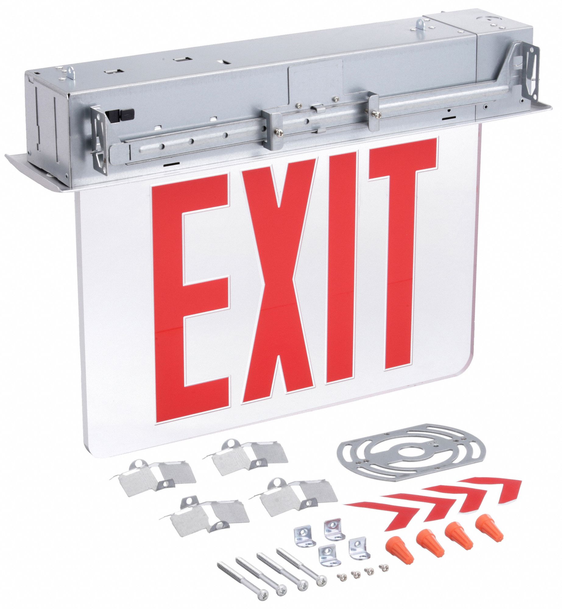 LITHONIA LIGHTING Edgelit Exit Sign 1 Faces, Red, Aluminum, Universal