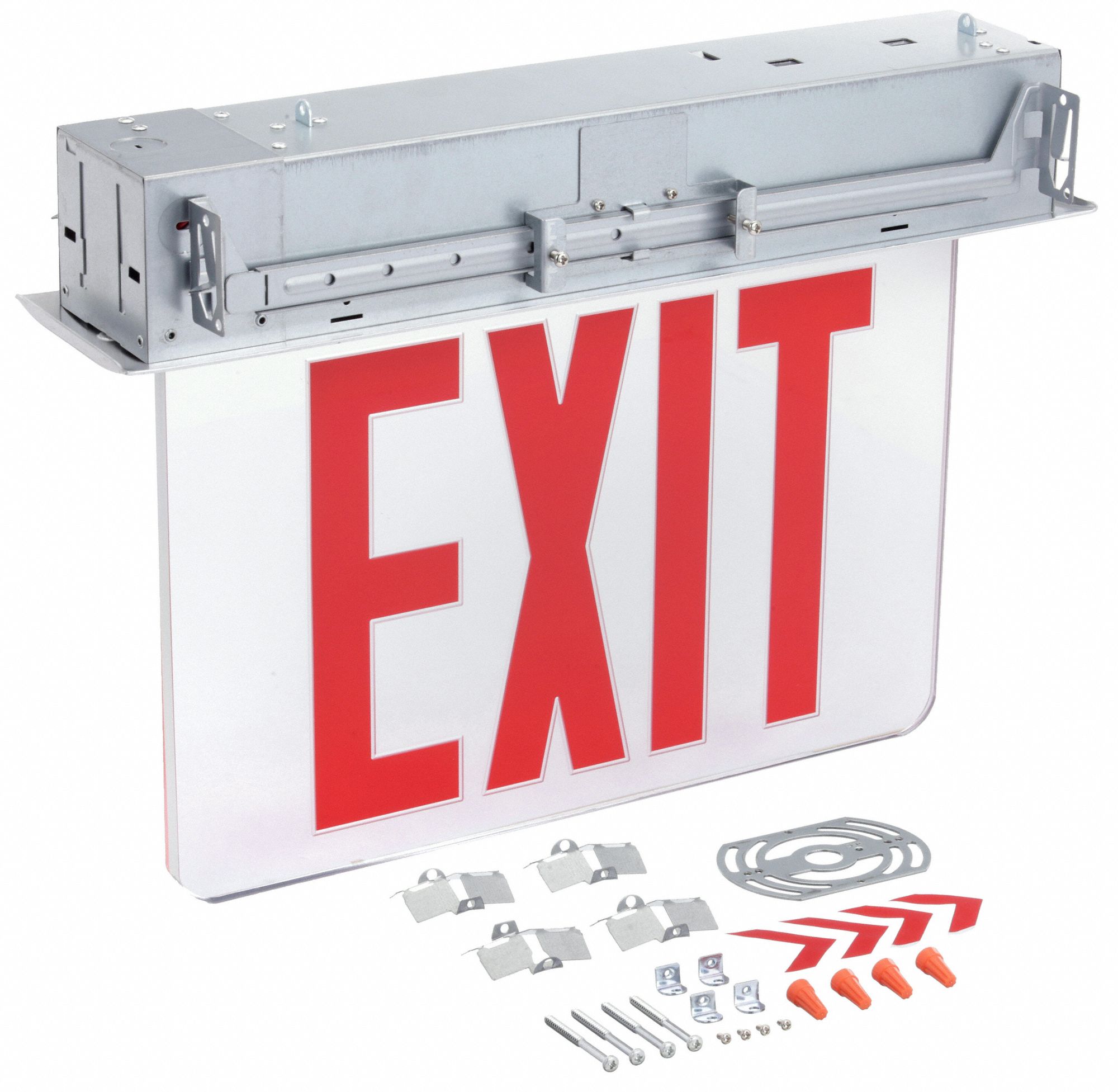 LITHONIA LIGHTING Edgelit Exit Sign 2 Faces, Red, Aluminum, Universal