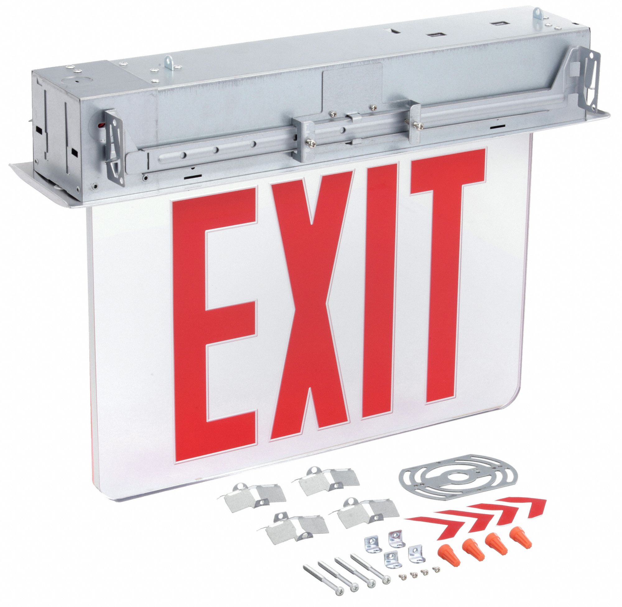 Lithonia Lighting Edge Lit Exit Sign 2 Faces Red Aluminum Universal Field Selectable 