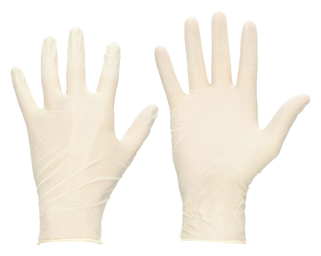 DISPOSABLE GLOVES, FOOD-GRADE, M (8), 5 MIL, POWDER-FREE, LATEX, GRAIN, 100 PK