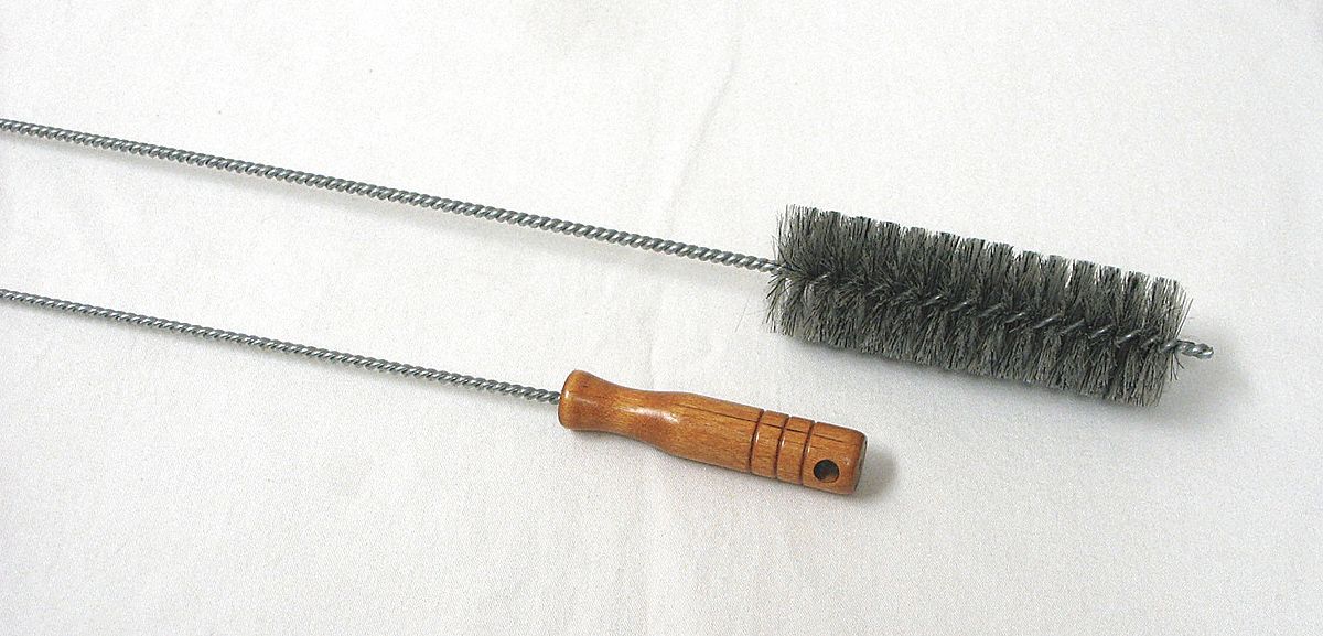 FURNACE BOILER BRUSH, 2 IN DIA, FIBRE/HAIR BRISTEELE, SINGLE SPIRAL, SINGLE STEM, TWISTED END