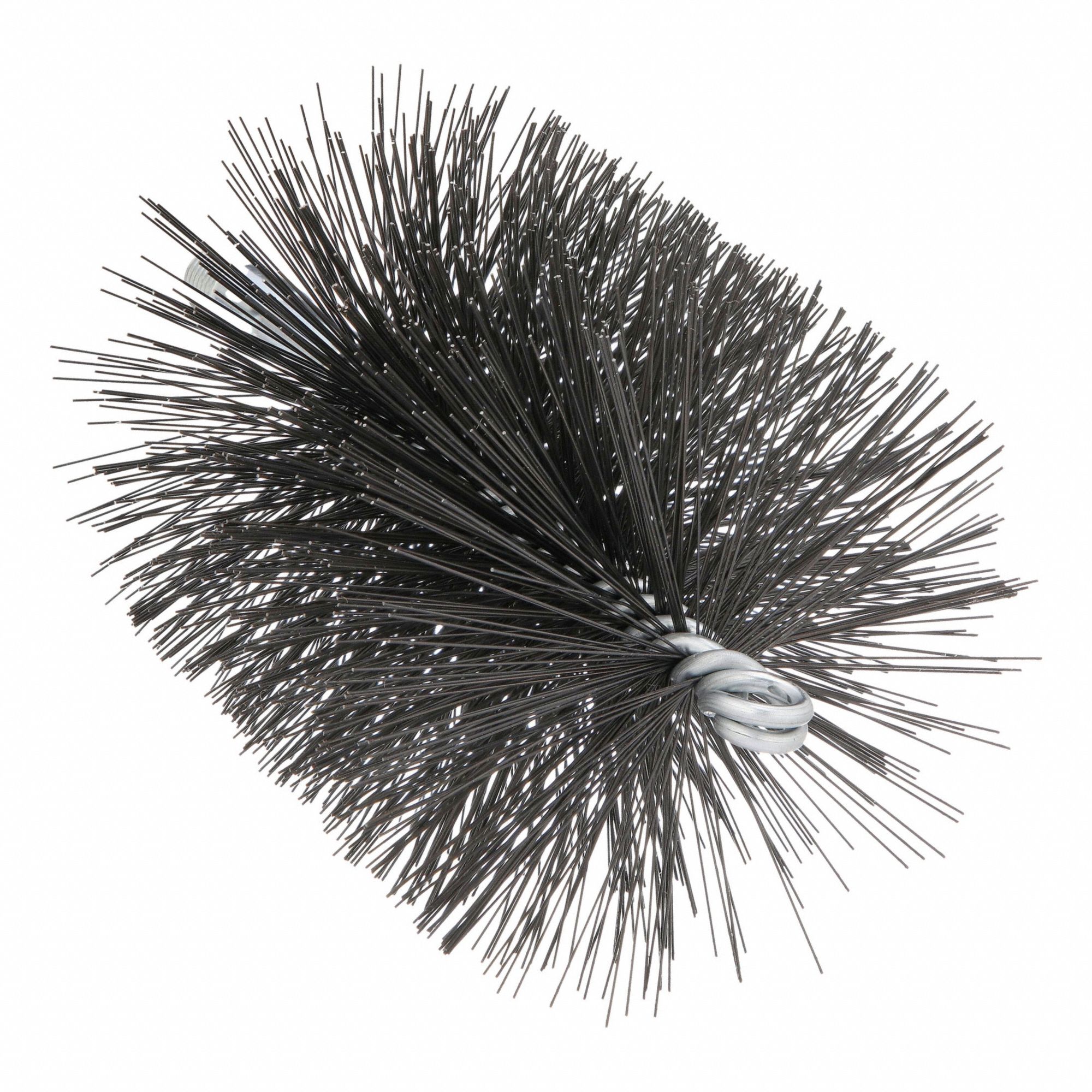Flue Brush: 1/4"-28 Male, 4 in Overall Dia, 4 1/2 in Brush Lg, Double Spiral, Double Stem, Steel